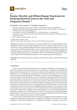 Fourier, Wavelet, and Hilbert-Huang Transforms for Studying Electrical Users in the Time and Frequency Domain †