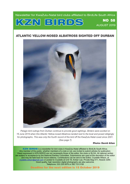 Birdlife KZN Midlands Newsletter No. 58