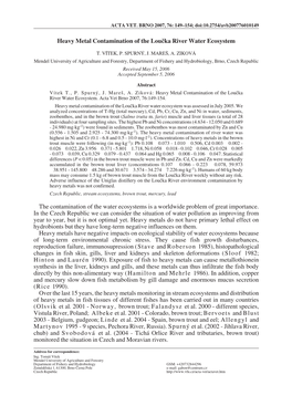 Heavy Metal Contamination of the Louãka River Water Ecosystem