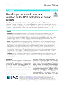 Global Impact of Somatic Structural Variation on the DNA Methylome Of