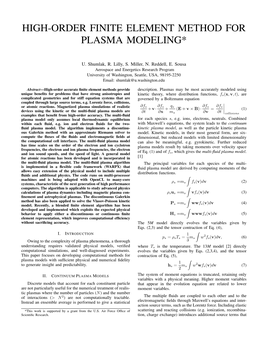 High-Order Finite Element Method for Plasma Modeling*