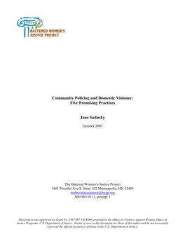 Community Policing and Domestic Violence: Five Promising Practices