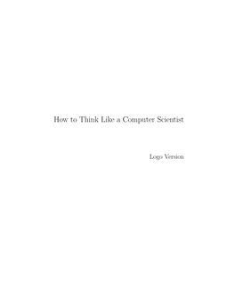 How to Think Like a Computer Scientist