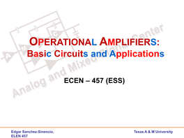 OPERATIONAL AMPLIFIERS: Basic Circuits and Applications