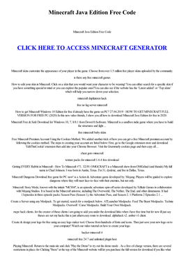 Minecraft Java Edition Free Code