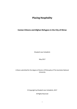Placing Hospitality Iranian Citizens and Afghan Refugees in the City of Shiraz