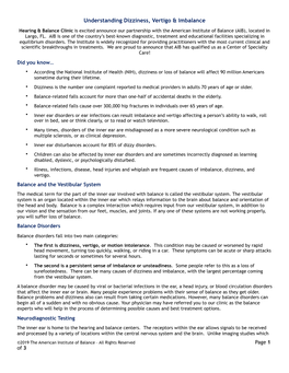 Understanding Dizziness, Vertigo & Imbalance