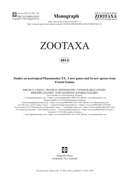Studies on Neotropical Phasmatodea XX: a New Genus and 16 New Species from French Guiana