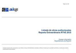 Reparto Extraordinario RTVE 2015