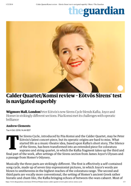 Calder Quartet Komsi Review Eötvös Sirens' Test Is Navigated Superbly
