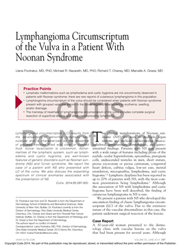 Lymphangioma Circumscriptum of the Vulva in a Patient with Noonan Syndrome