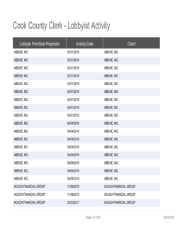 Cook County Clerk - Lobbyist Activity