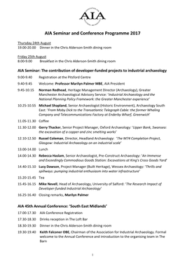 AIA Seminar and Conference Programme 2017