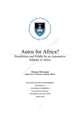 Autos for Africa? Possibilities and Pitfalls for an Automotive Industry in Africa