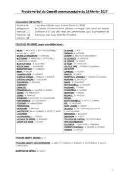 Nomination/Election Des Différents Délégués Dans Les Institutions