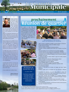 RÉUNION DE QUARTIER L'équipe Municipale Et Moi-Même Venons Prochainement De Voter Le Budget 2012 De La Ville