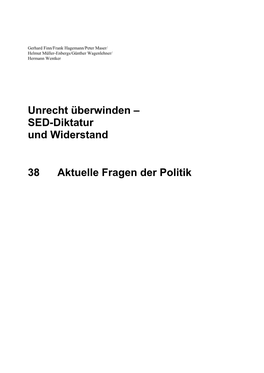 SED-Diktatur Und Widerstand