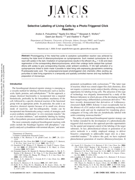 Selective Labeling of Living Cells by a Photo-Triggered Click Reaction Andrei A