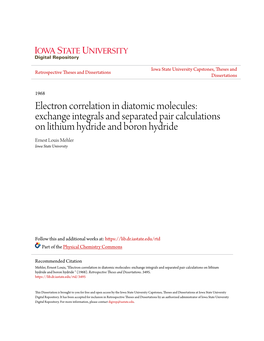 Electron Correlation in Diatomic Molecules: Exchange Integrals And