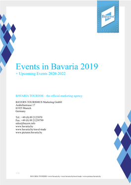 Events in Bavaria 2019 + Upcoming Events 2020-2022