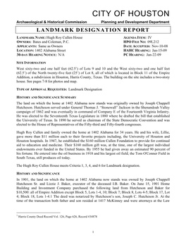 Landmark Designation Report