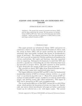 Axioms and Models for an Extended Set Theory