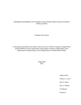 Pharmacogenomics of Ventricular Conduction in Multi-Ethnic Populations
