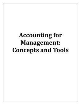 Accounting for Management: Concepts and Tools