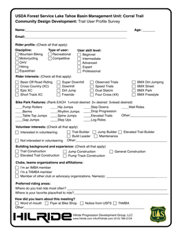 Rider Profile Survey Corral Trail