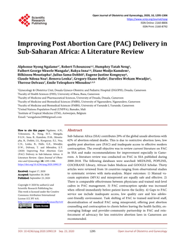 Improving Post Abortion Care (PAC) Delivery in Sub-Saharan Africa: a Literature Review