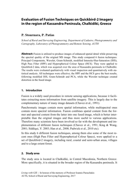 Evaluation of Fusion Techniques on Quickbird-2 Imagery in the Region of Kassandra Peninsula, Chalkidiki, Greece