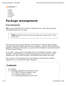 Package Management - Openmoko