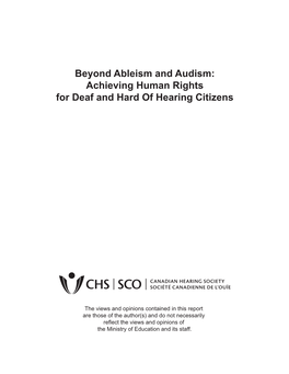 Beyond Ableism and Audism: Achieving Human Rights for Deaf and Hard of Hearing Citizens