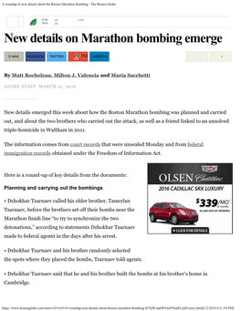 A Roundup of New Details About the Boston Marathon Bombing - the Boston Globe