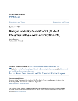 Dialogue in Identity-Based Conflict (Study of Intergroup-Dialogue with University Students)