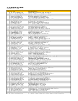 LIST of PARTICIPATING SHELL STATIONS Updated As of August 2018
