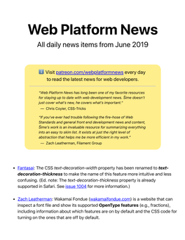 ℹ Visit Patreon.Com/Webplatformnews Every Day to Read the Latest News for Web Developers