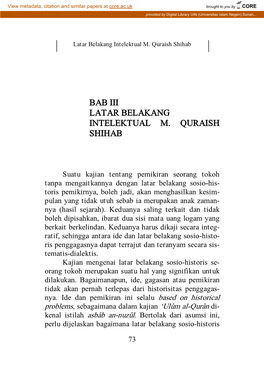 Bab Iii Latar Belakang Intelektual M. Quraish Shihab