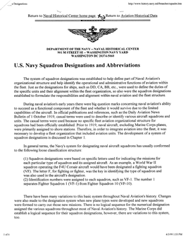 U.S. Navy Squadron Designations and Abbreviations