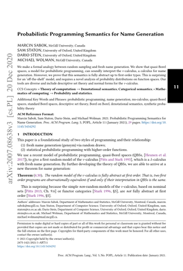 Probabilistic Programming Semantics for Name Generation