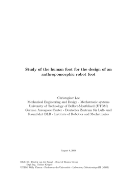 Study of the Human Foot for the Design of an Anthropomorphic Robot Foot