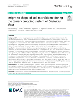 Insight to Shape of Soil Microbiome During the Ternary Cropping System of Gastradia Elata