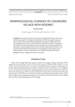 Morphological Changes of Colonized Village Novi Kozarci
