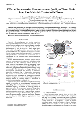 Effect of Fermentation Temperatures on Quality of Naem Made from Raw Materials Treated with Plasma