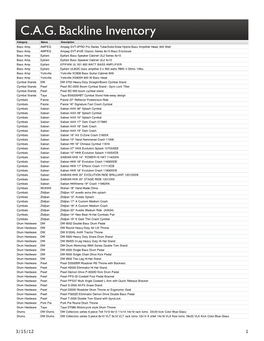 C.A.G. Backline Inventory