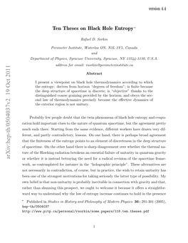 Ten Theses on Black Hole Entropy