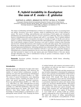 F1 Hybrid Inviability in Eucalyptus: the Case of E