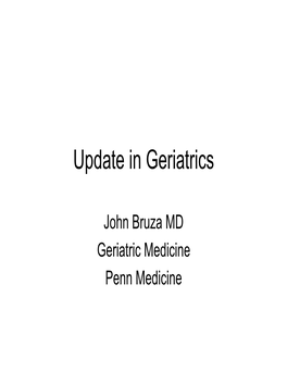 Update in Geriatrics