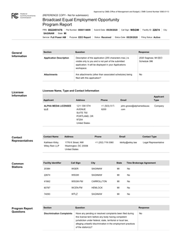 Broadcast Equal Employment Opportunity Program Report