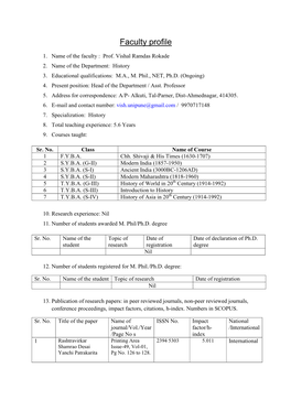 Faculty Profile VR Erande Formate